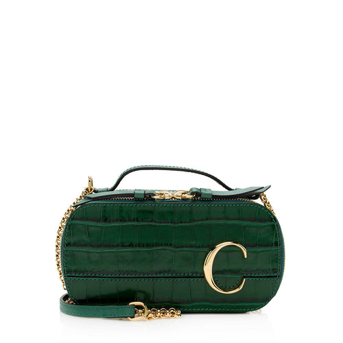Chloe Calfskin Crocodile Embossed Mini C Vanity Bag (SHF-20712)