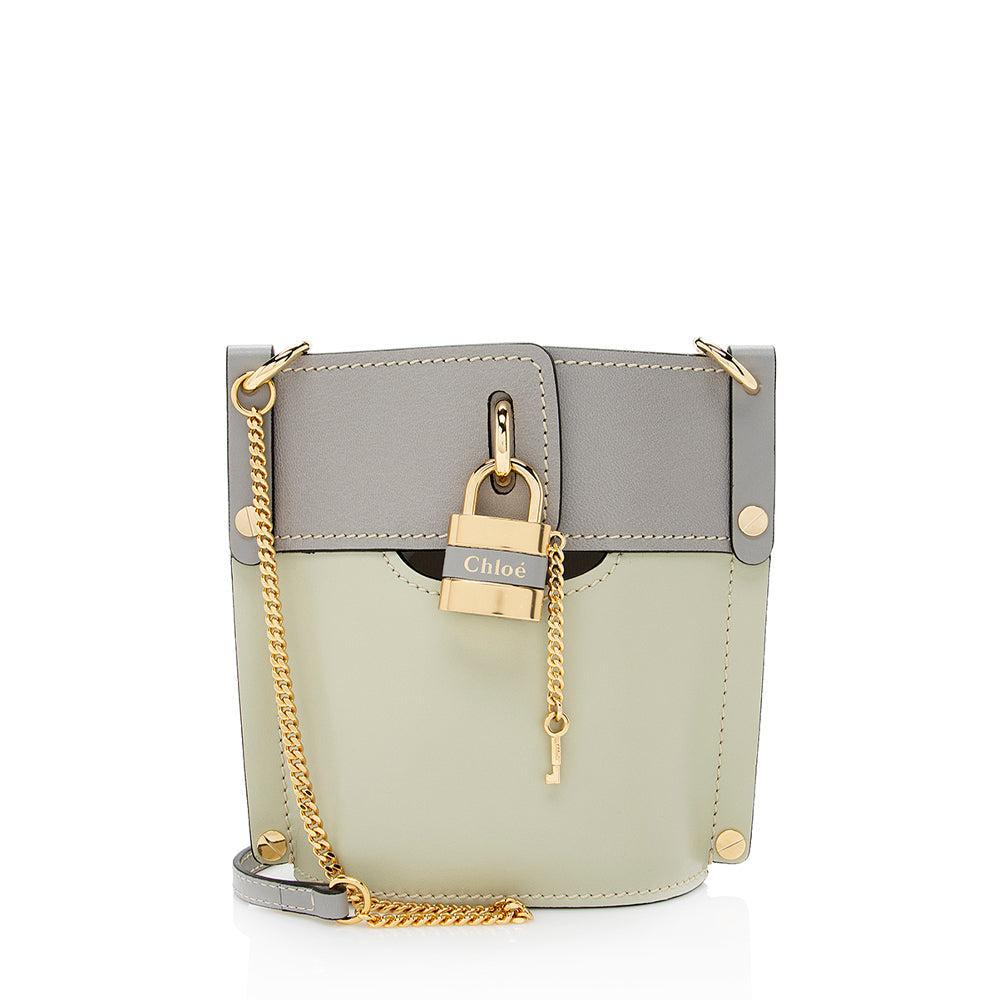 Chloe Calfskin Goatskin Mini Aby Bi-Color Bucket Bag (SHF-18320)