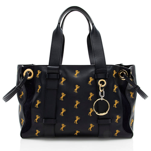 Chloe Calfskin Little Horses Tao Zipped Tote (SHF-18149)