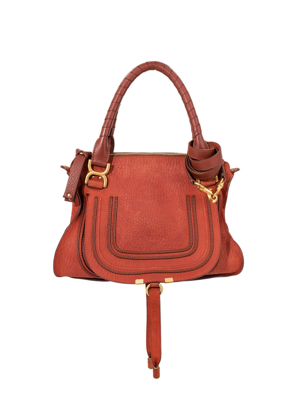 Chloe Calfskin Medium Marcie Saddle Bag Brown