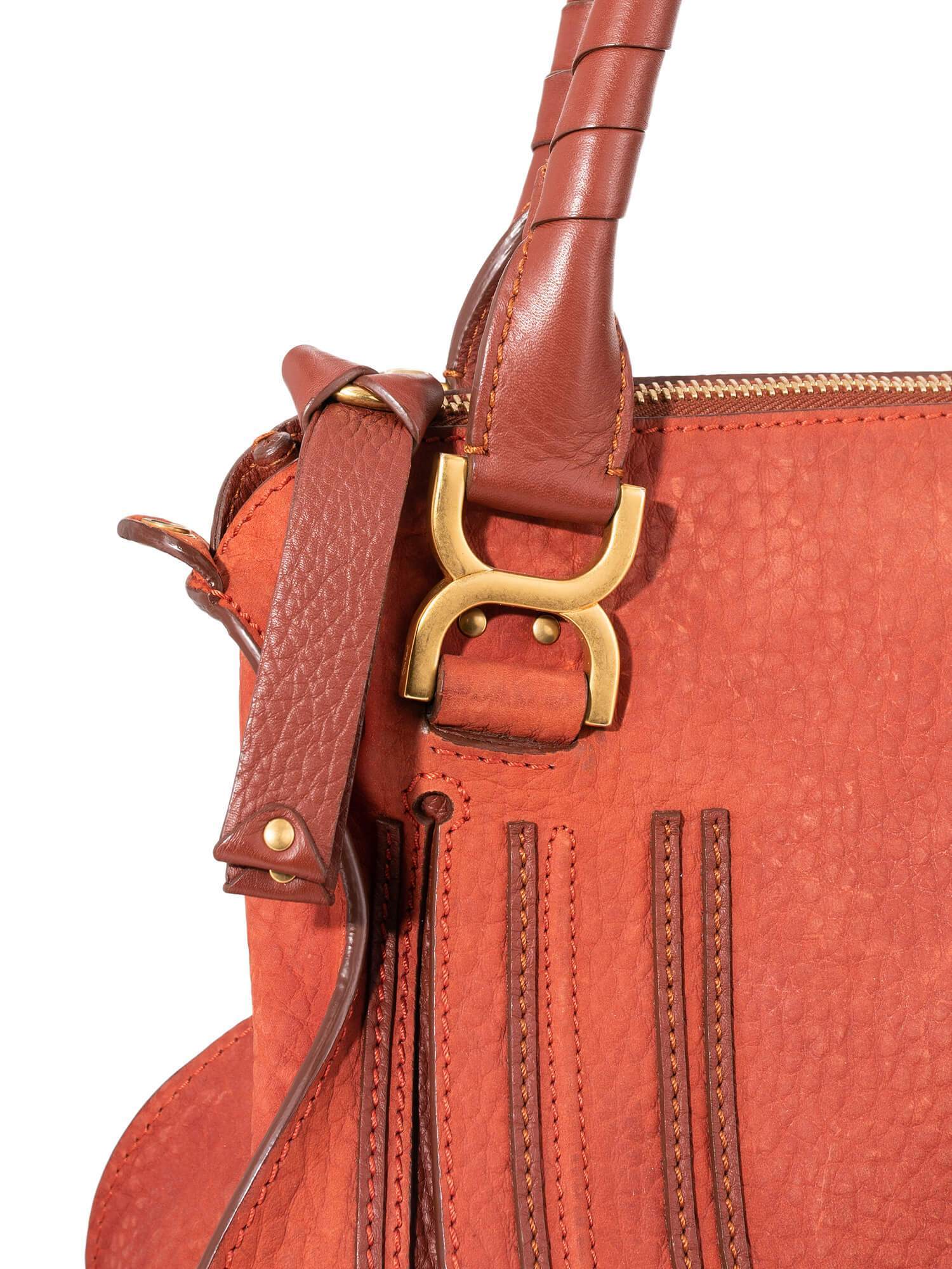 Chloe Calfskin Medium Marcie Saddle Bag Brown