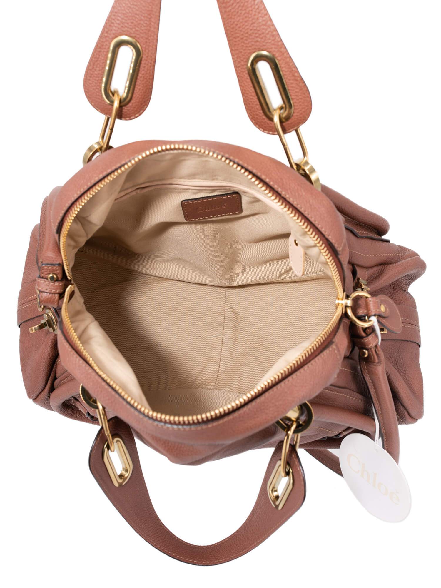 Chloe Calfskin Medium Paraty Bag Brown