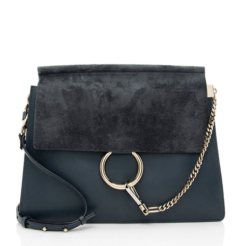 Chloe Calfskin Suede Faye Medium Shoulder Bag (SHF-18263)