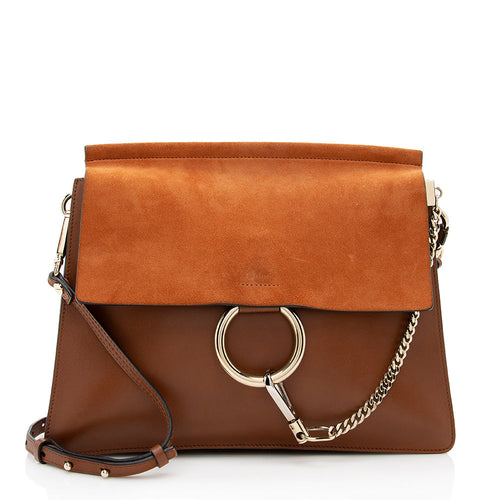 Chloe Calfskin Suede Faye Medium Shoulder Bag (SHF-19065)