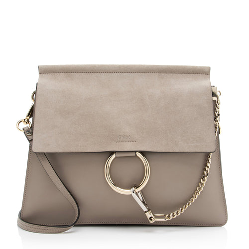 Chloe Calfskin Suede Faye Medium Shoulder Bag (SHF-23060)