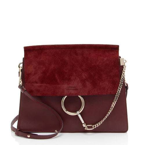 Chloe Calfskin Suede Faye Medium Shoulder Bag (SHF-Vx8bCr)