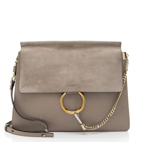 Chloe Calfskin Suede Faye Medium Shoulder Bag (SHF-Jb7npx)
