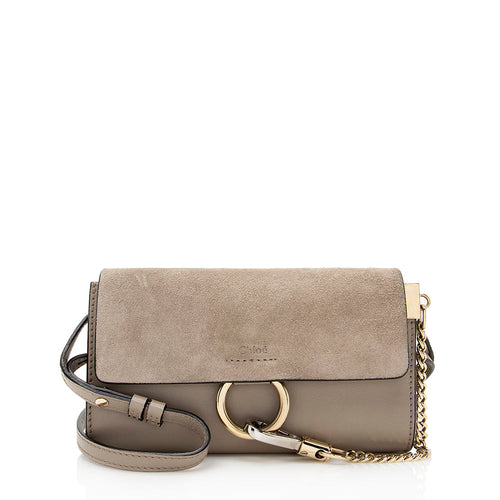 Chloe Calfskin Suede Faye Mini Shoulder Bag (SHF-21629)