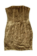 Chloe - Gold Faux Fur Strapless Dress Sz 8