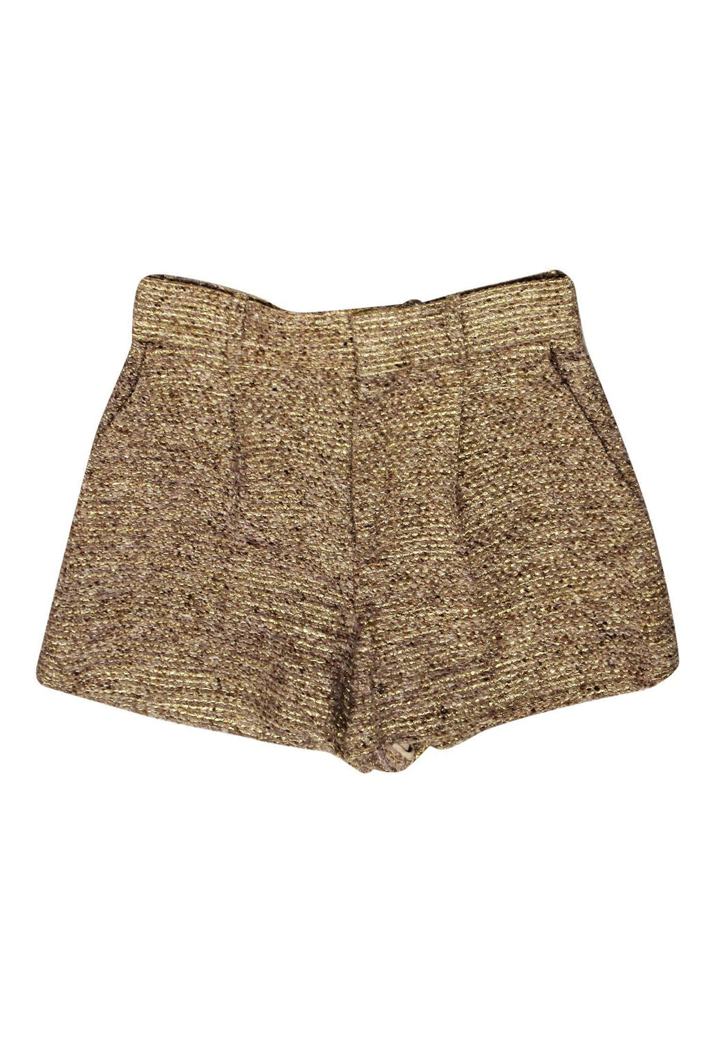 Chloe - Gold Metallic Tweed High Waisted Shorts Sz 6