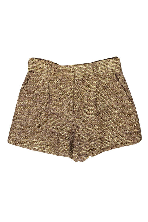 Chloe - Gold Metallic Tweed High Waisted Shorts Sz 6