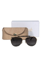 Chloe - Gold & Tortoise Shell Polarized Aviator Sunglasses w/ Brow Bar