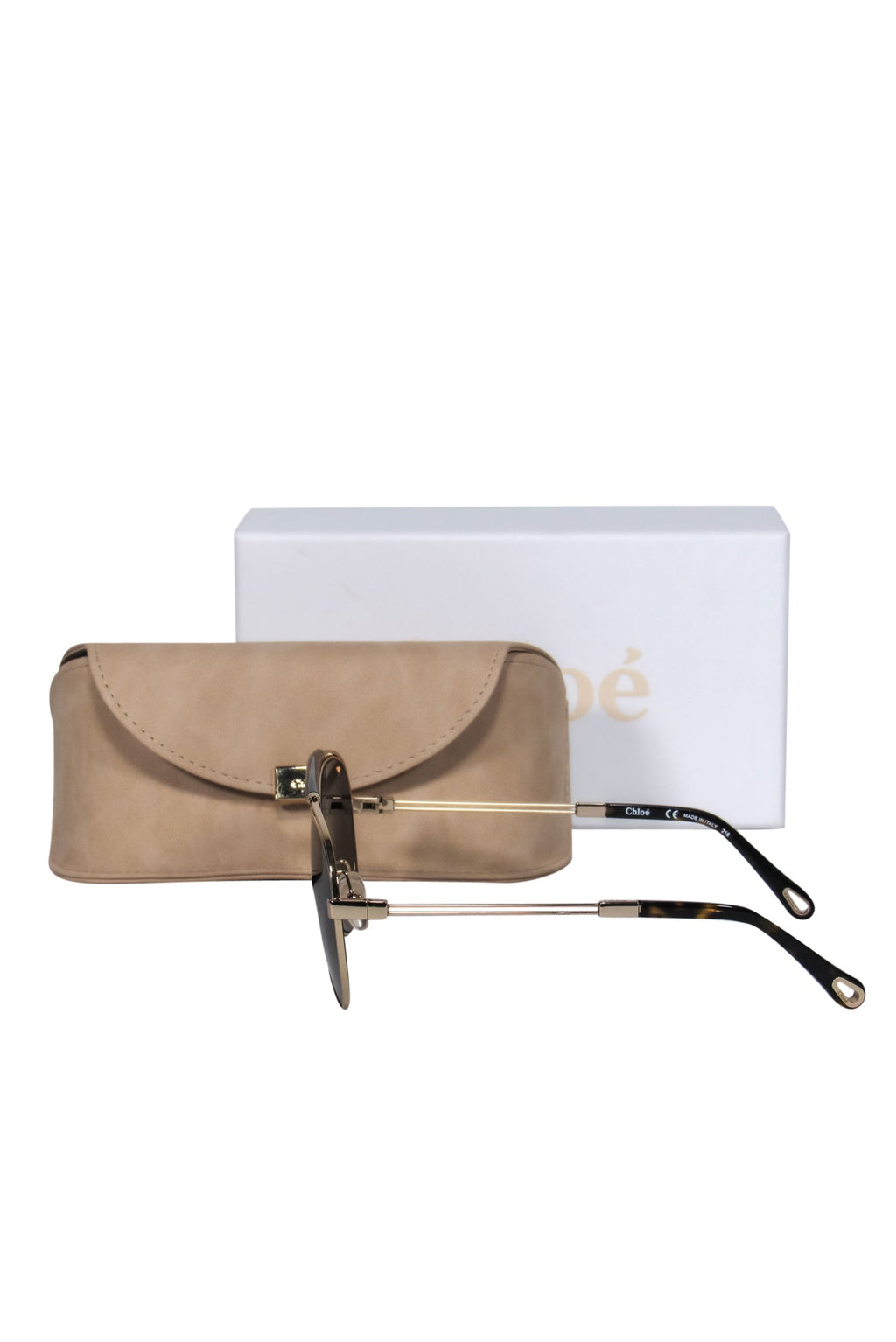 Chloe - Gold & Tortoise Shell Polarized Aviator Sunglasses w/ Brow Bar