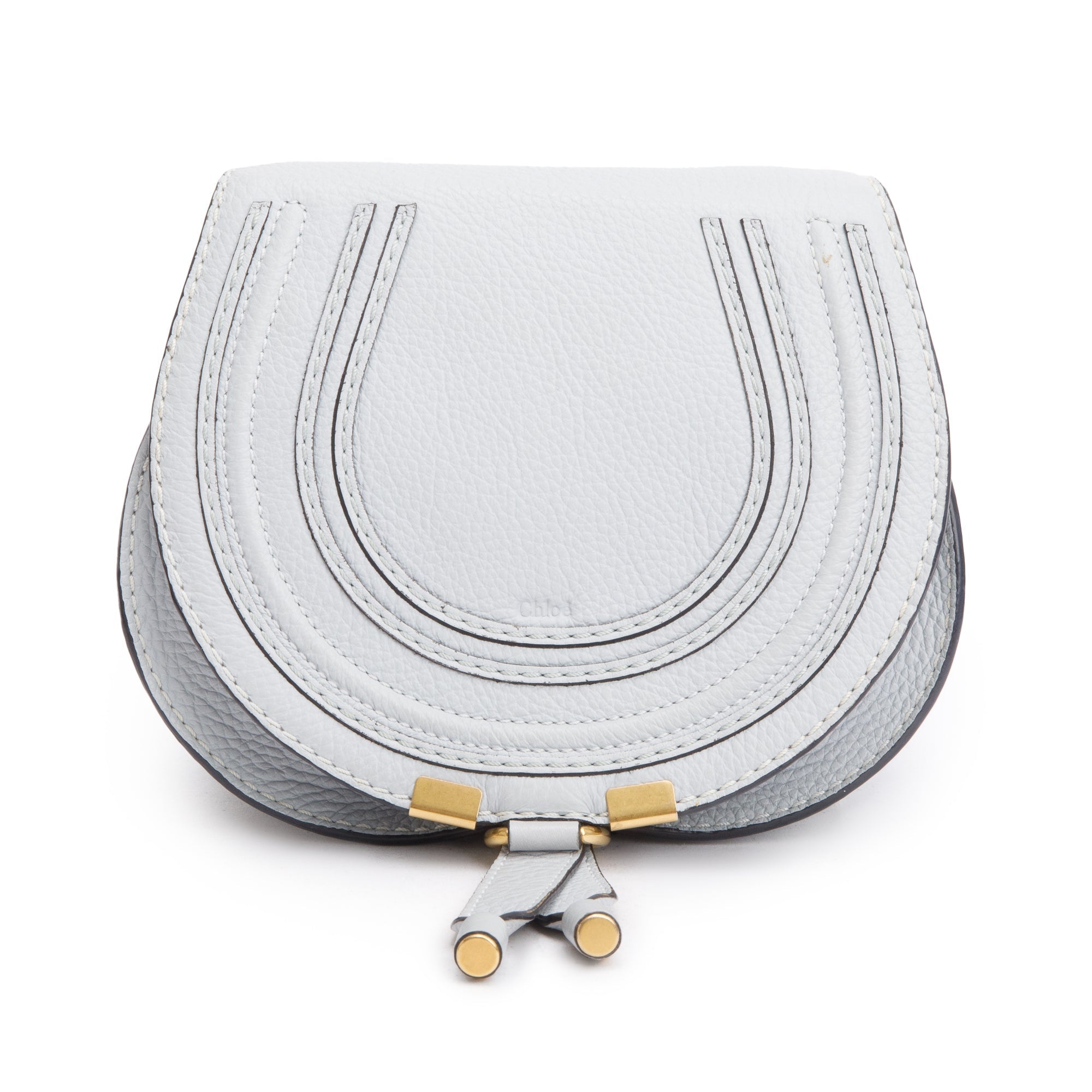 Chloe Grey Calfskin Leather Small Marcie Crossbody Bag
