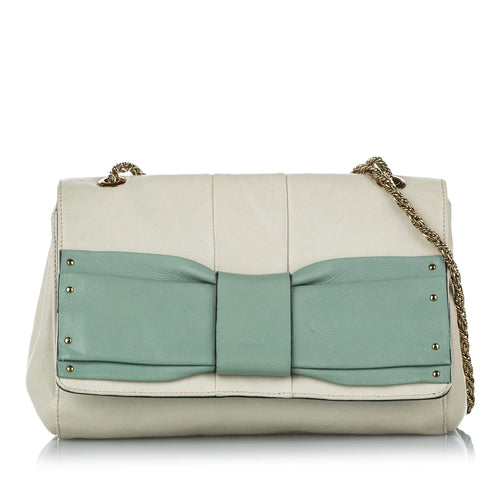Chloe June Bow Flap Leather Shoulder Bag (SHG-37375)