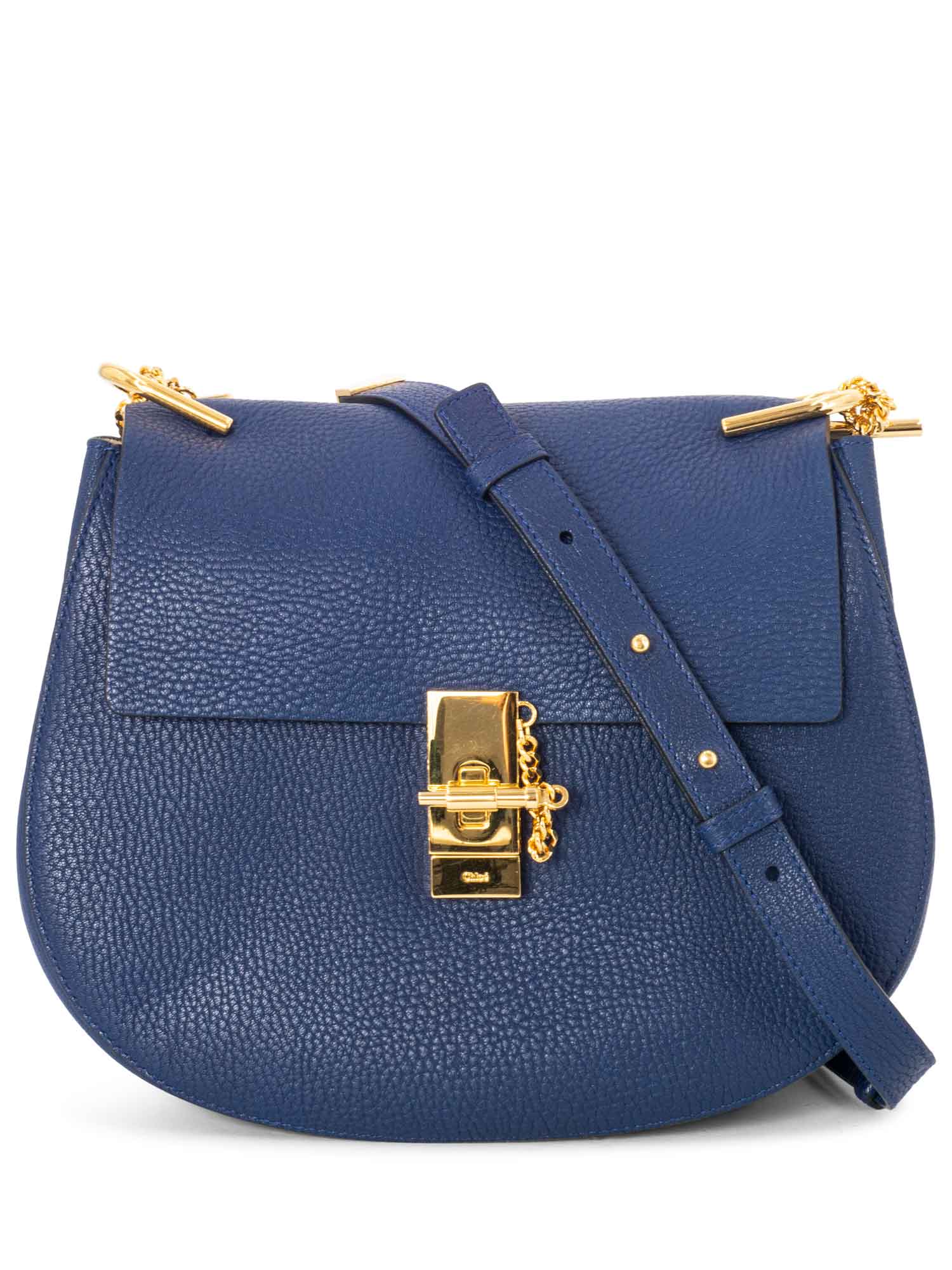 Chloe Leather Drew Messenger Bag Blue