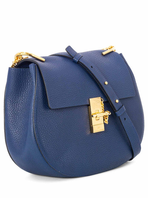 Chloe Leather Drew Messenger Bag Blue