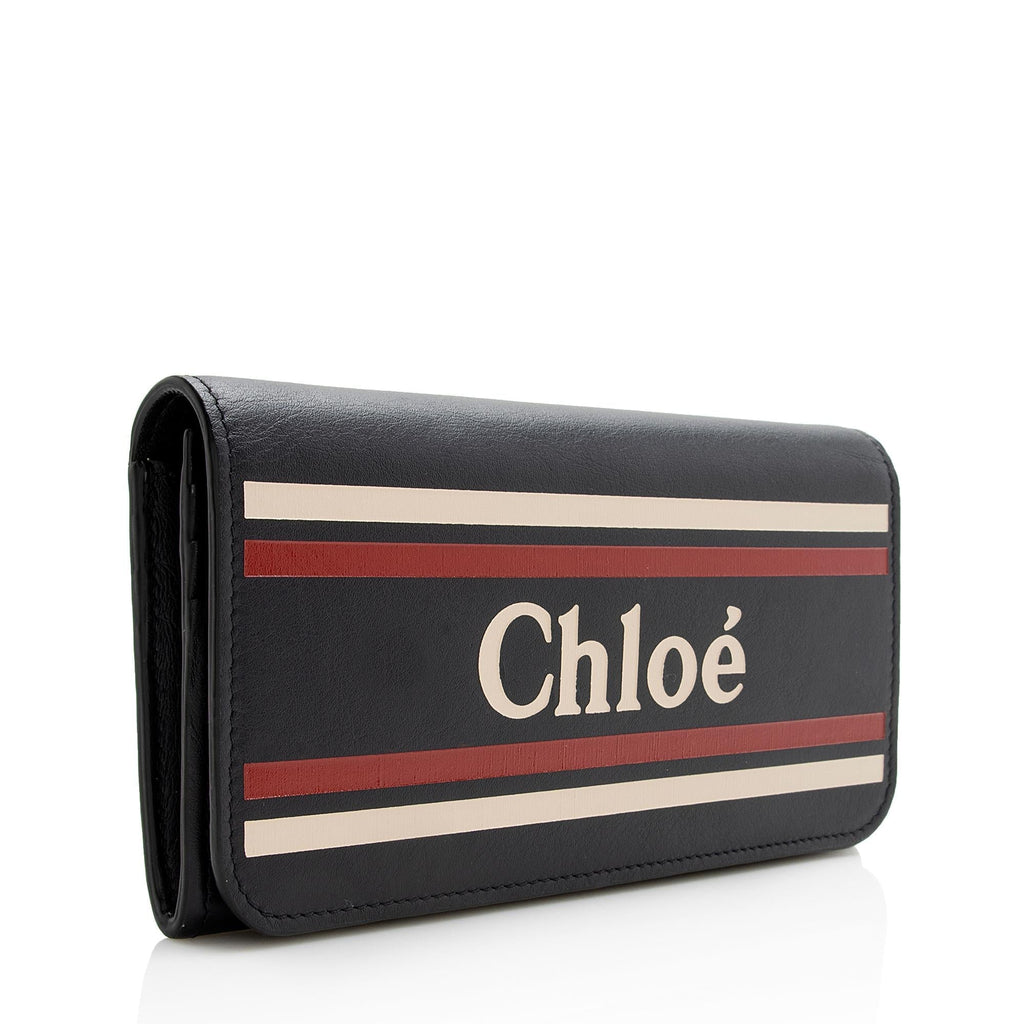 Chloe Leather Logo Vick Flap Wallet (SHF-22550)