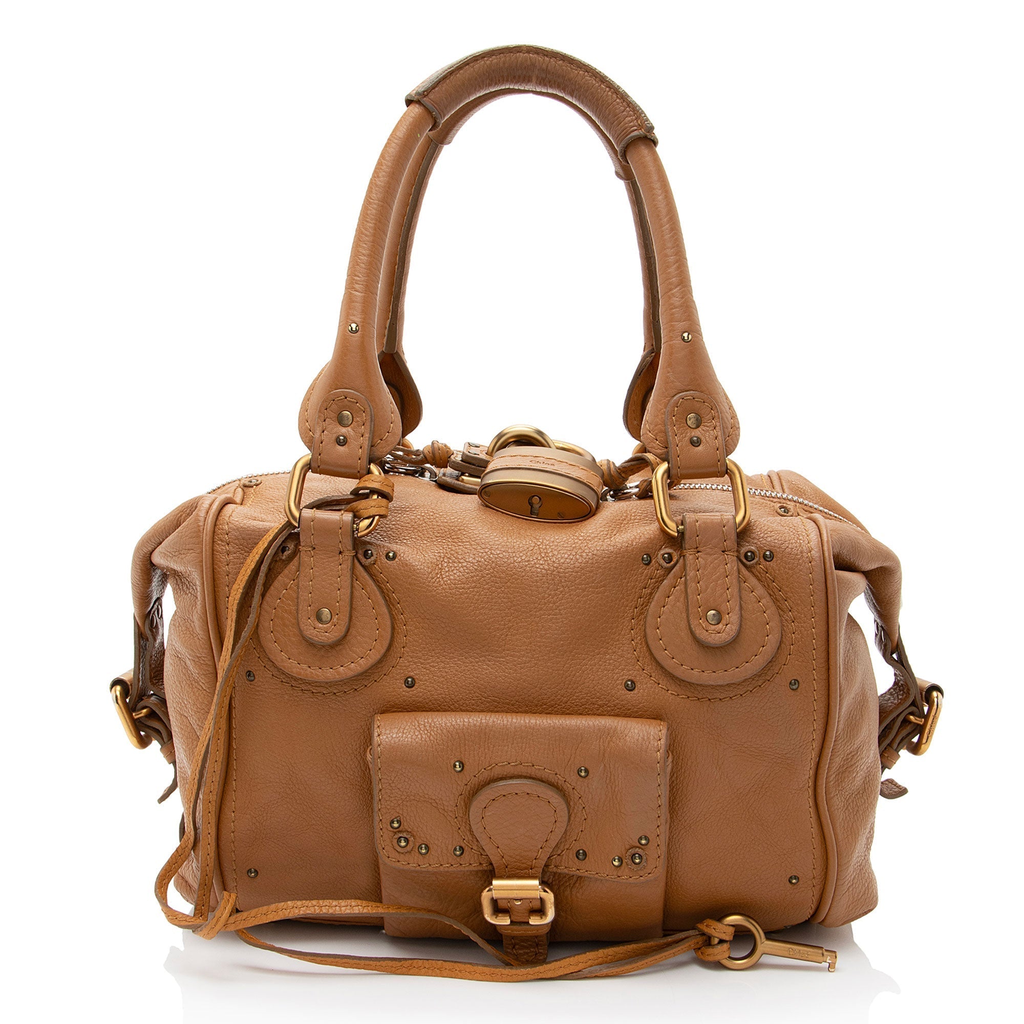 Chloe Leather Paddington Front Pocket Satchel (SHF-8K8YZv)