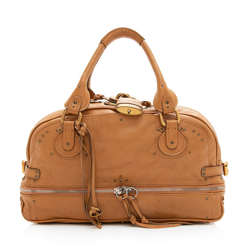 Chloe Leather Paddington Zippered Medium Satchel (SHF-20073)