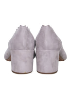 Chloe - Light Grey Suede Scalloped Block Heel "Lauren" Pumps Sz 11