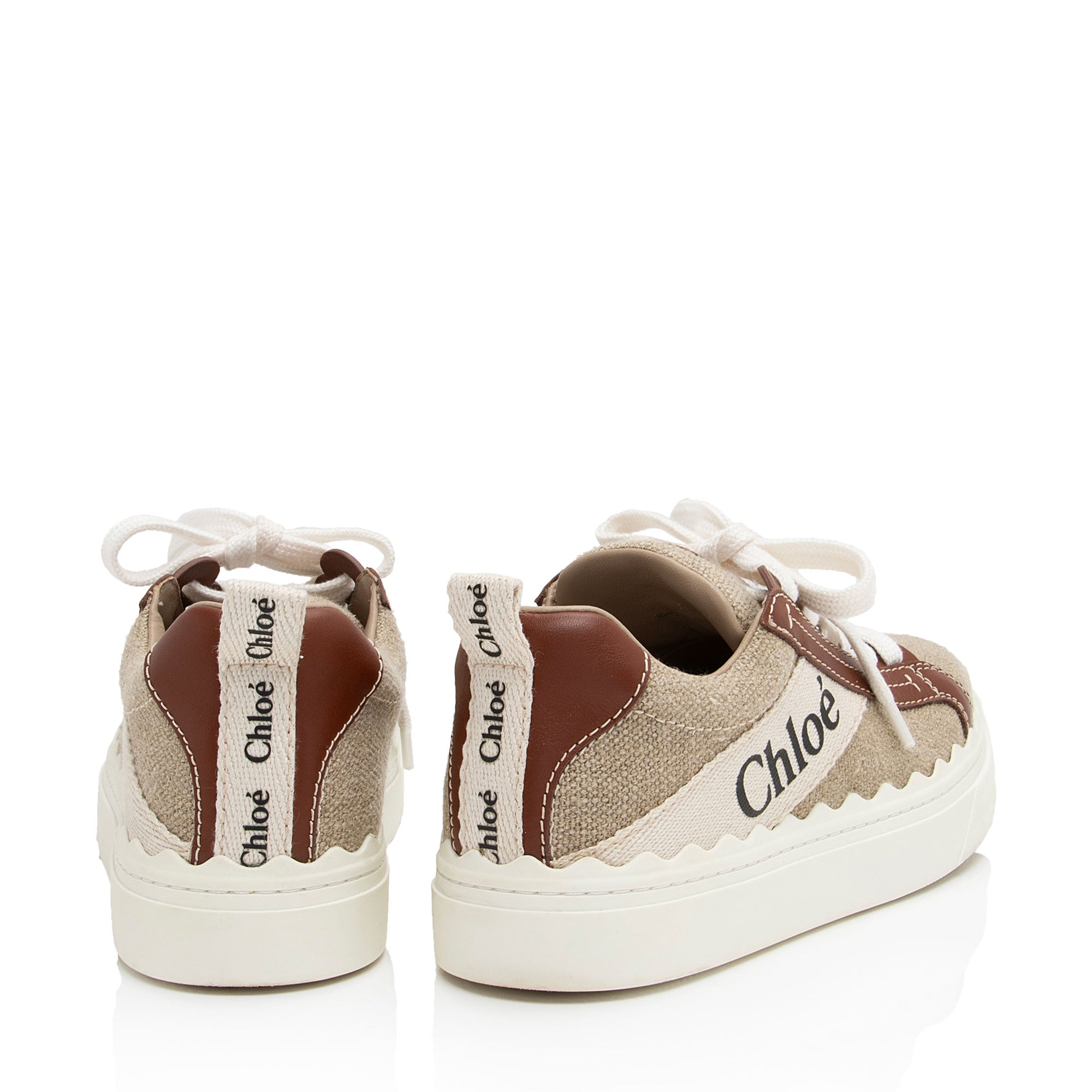 Chloe Linen Calfskin Lauren Sneakers - Size 8 / 38 (SHF-0nouT4)
