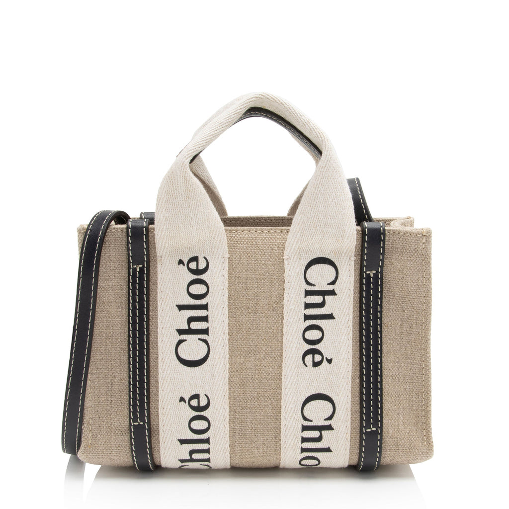 Chloe Linen Canvas Woody Mini Tote (SHF-5WdQnO)