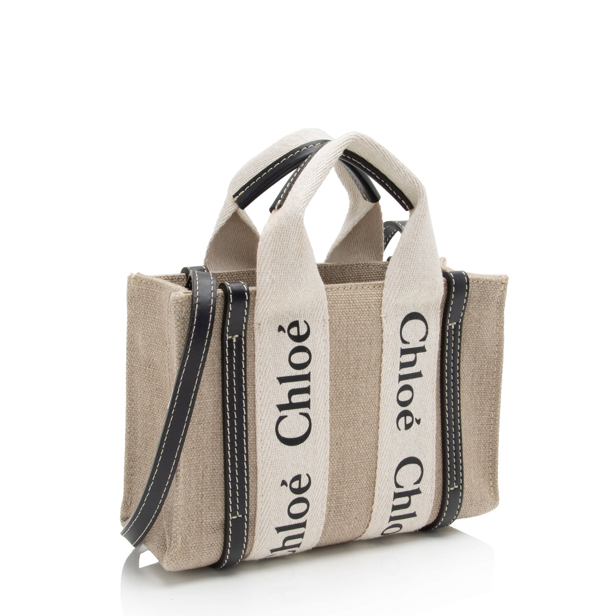Chloe Linen Canvas Woody Mini Tote (SHF-5WdQnO)