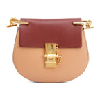 Chloe Maroon/Tan Calfskin Leather Mini Drew Crossbody Bag w/ Authenticity Card