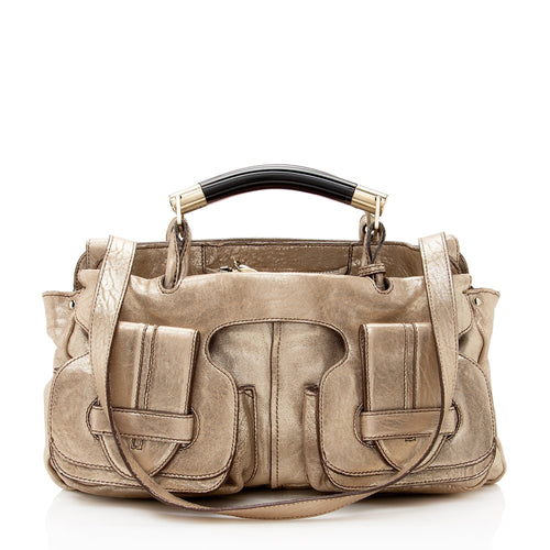 Chloe Metallic Lambskin Saskia Medium Satchel (SHF-22482)