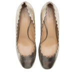 Chloe Metallic Leather Scalloped Lauren Pumps - Size 9.5 / 39.5 (SHF-17199)