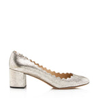 Chloe Metallic Leather Scalloped Lauren Pumps - Size 9.5 / 39.5 (SHF-17199)
