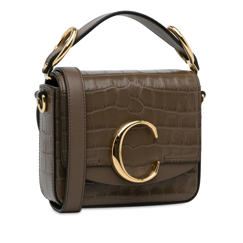 Chloe Mini C Embossed Leather Satchel (SHG-mgwxli)