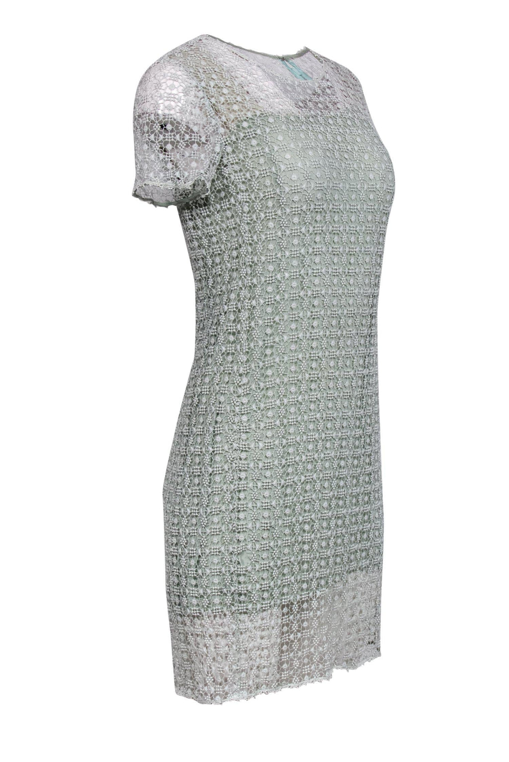 Chloe - Mint Green Shift Dress w/ Embroidered Overlay Sz S
