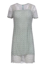 Chloe - Mint Green Shift Dress w/ Embroidered Overlay Sz S