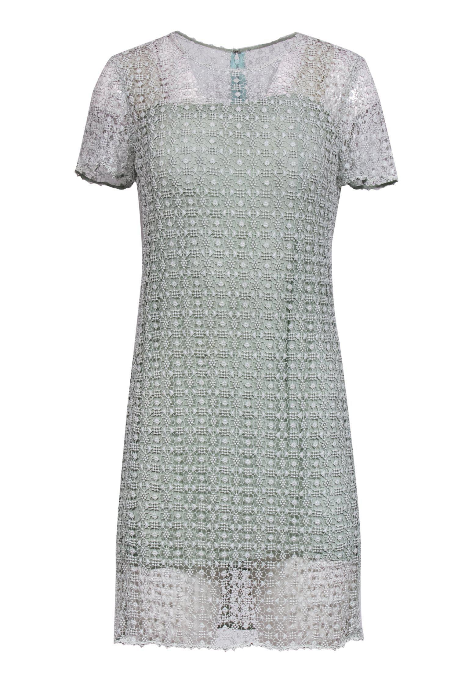 Chloe - Mint Green Shift Dress w/ Embroidered Overlay Sz S