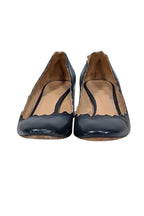 Chloe - Navy Leather Scallop Edge Low Basic Pumps Sz 8
