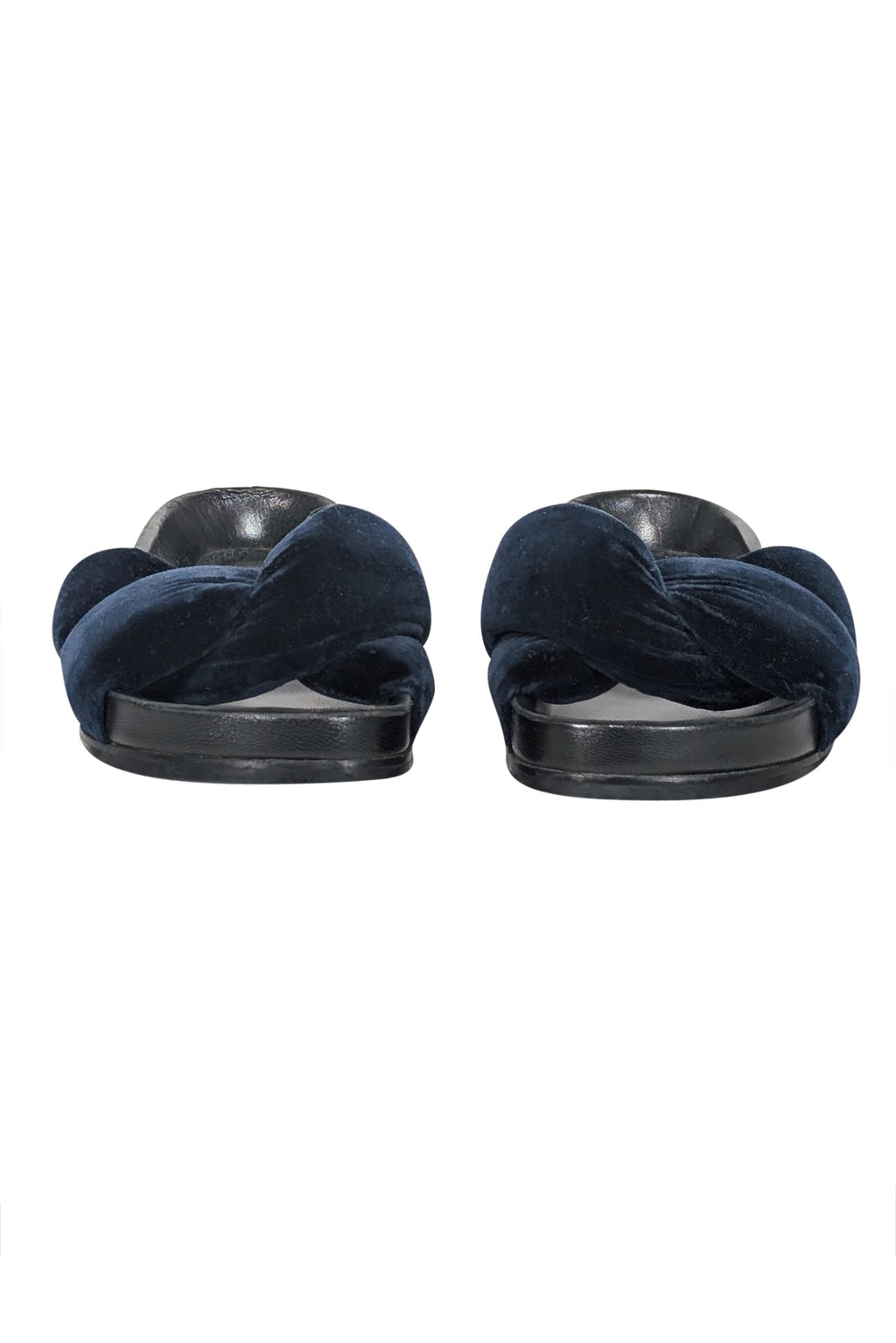 Chloe - Navy Plush Velvet Slide Sandals Sz 6