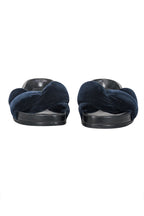Chloe - Navy Plush Velvet Slide Sandals Sz 6