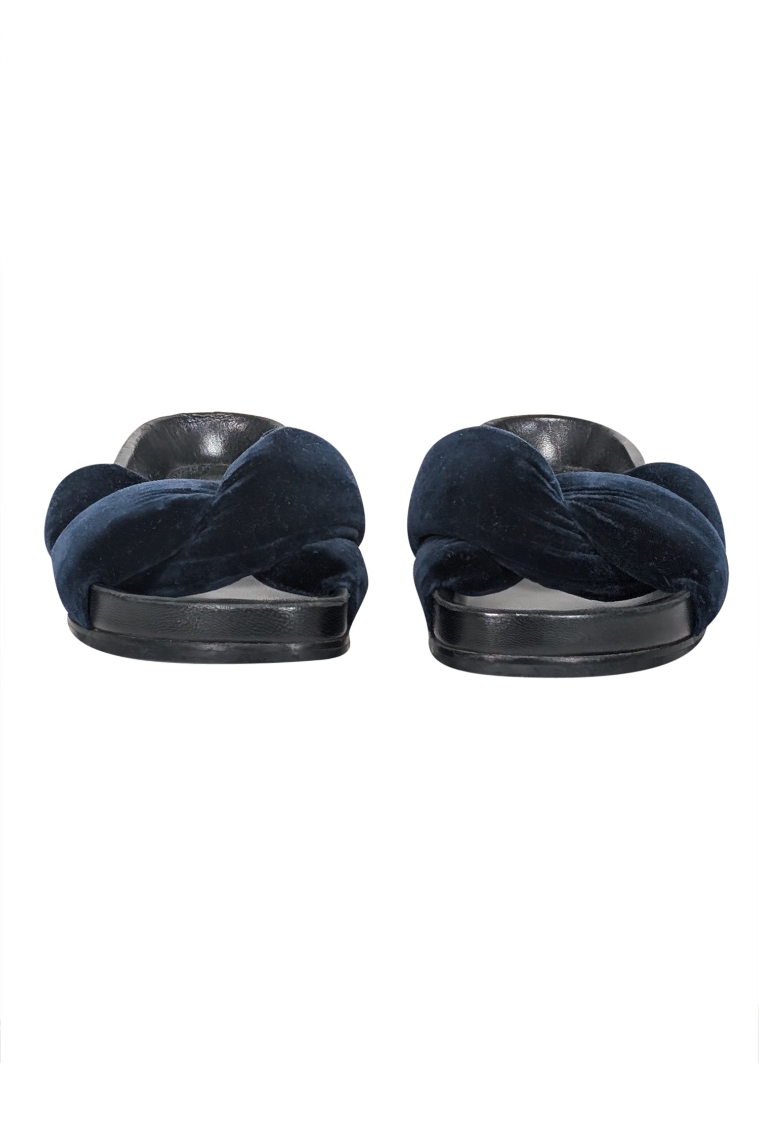 Chloe - Navy Plush Velvet Slide Sandals Sz 6
