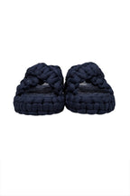 Chloe - Navy Woven Braided "Kamy" Platform Slide Sandals Sz 7