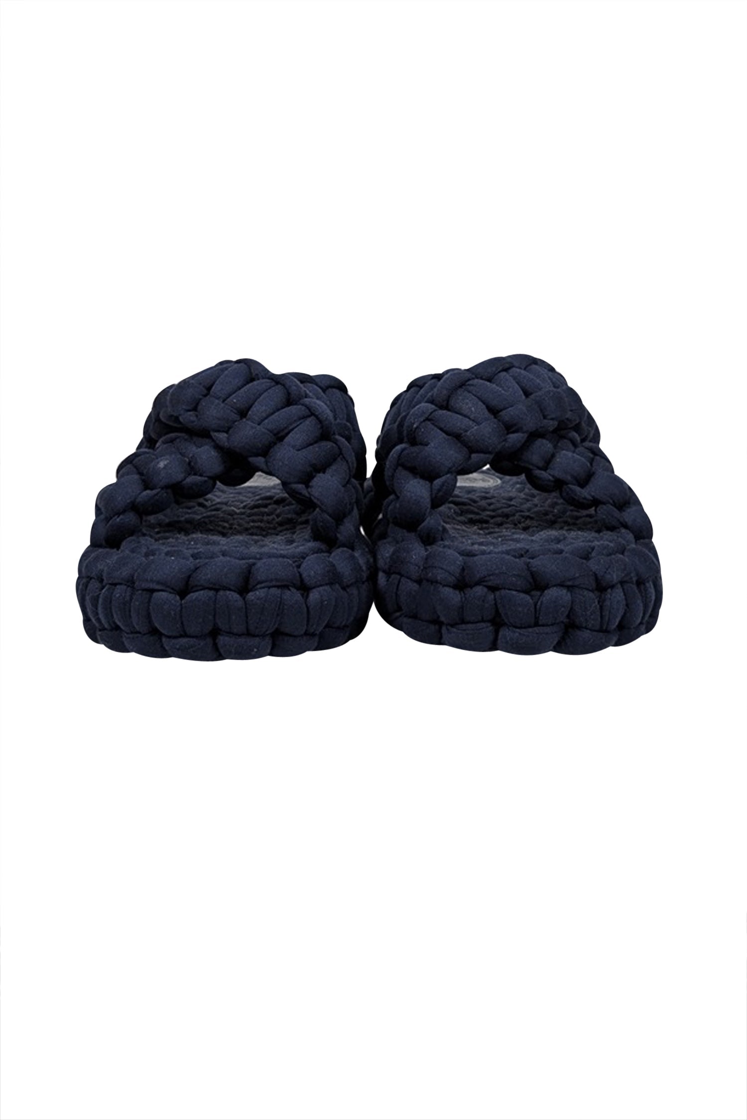 Chloe - Navy Woven Braided "Kamy" Platform Slide Sandals Sz 7