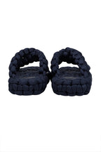 Chloe - Navy Woven Braided "Kamy" Platform Slide Sandals Sz 7