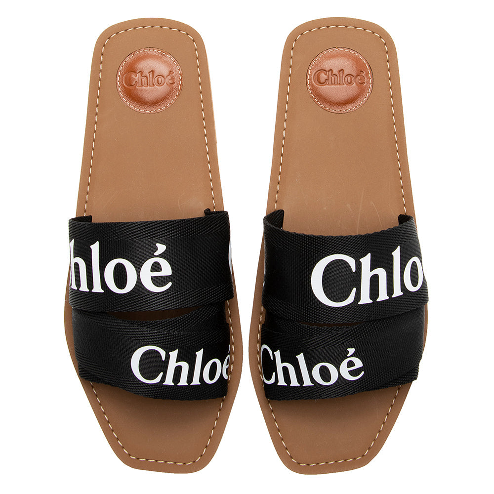 Chloe Nylon Logo Slide Sandals - Size 11 / 41 (SHF-19969)
