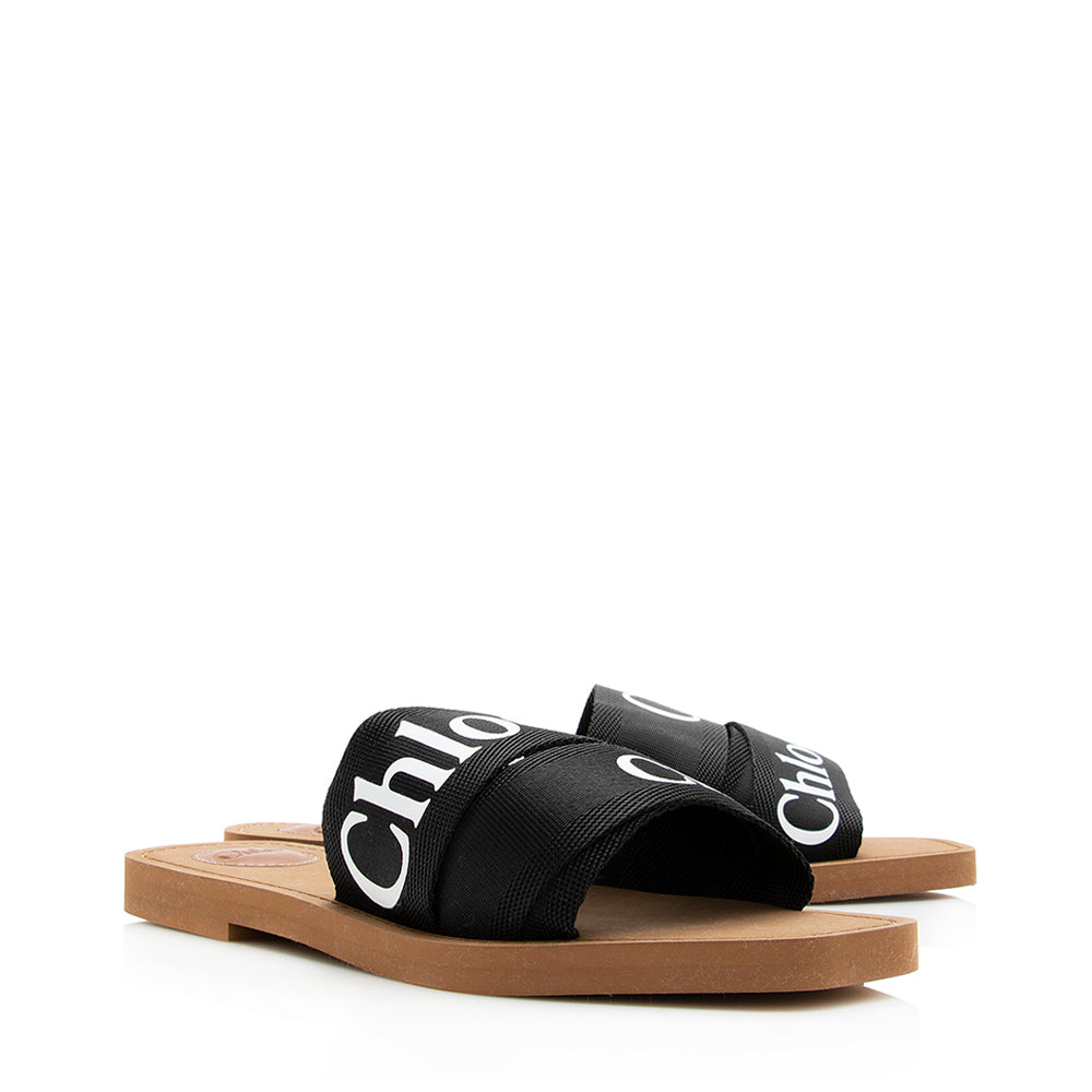 Chloe Nylon Logo Slide Sandals - Size 11 / 41 (SHF-19969)