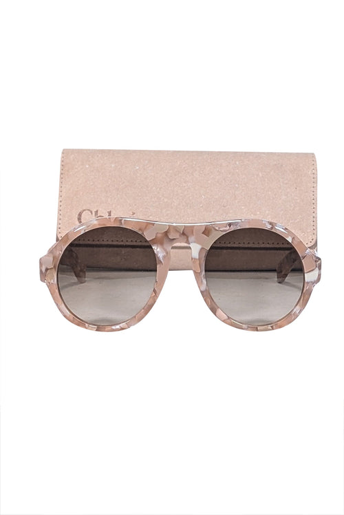 Chloe - Pink Recycled Acetate Round Sunglasses