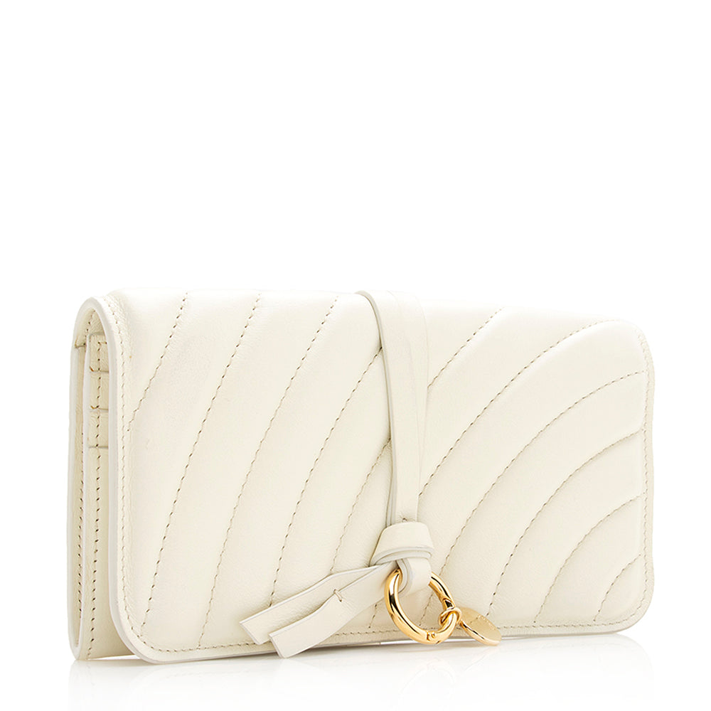 Chloe Quilted Leather Alphabet Wallet (SHF-20287)