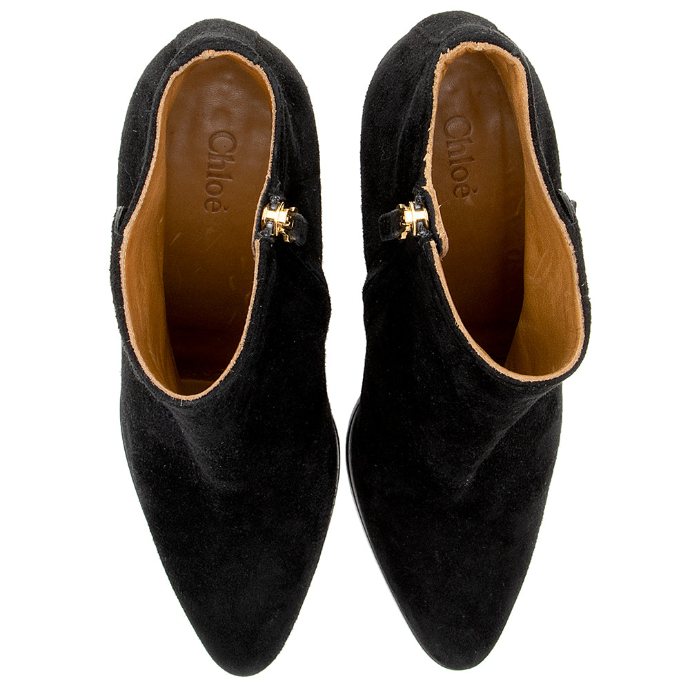 Chloe Suede Grommet Booties - Size 8 / 38 (SHF-19874)