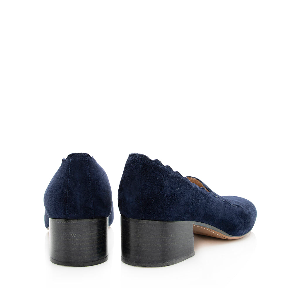 Chloe Suede Scalloped Lauren Pumps - Size 9 / 39 (SHF-19731)