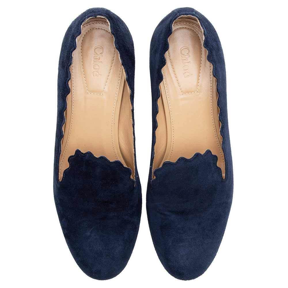 Chloe Suede Scalloped Lauren Pumps - Size 9 / 39 (SHF-19731)
